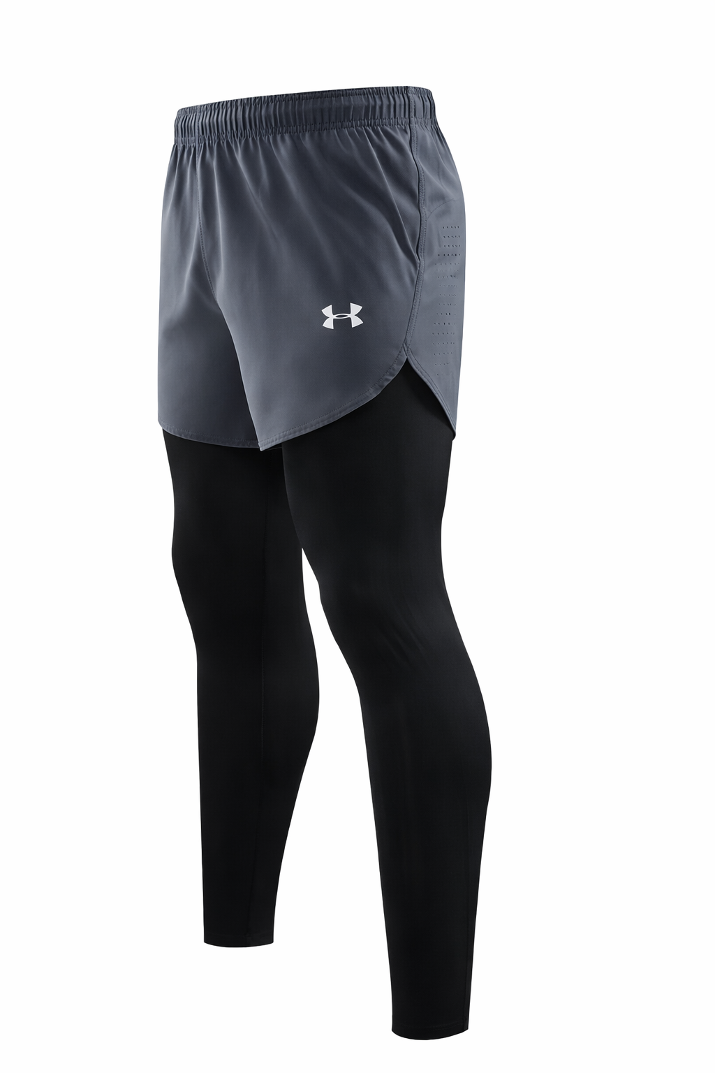 GREY COLOUR UNDER ARMOUR 2-IN-1 SHORTS - Image 3